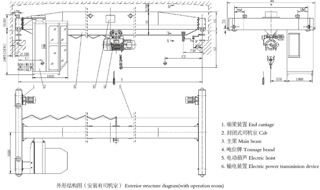 LDA型電動(dòng)單梁起重機(jī)結(jié)構(gòu)圖紙