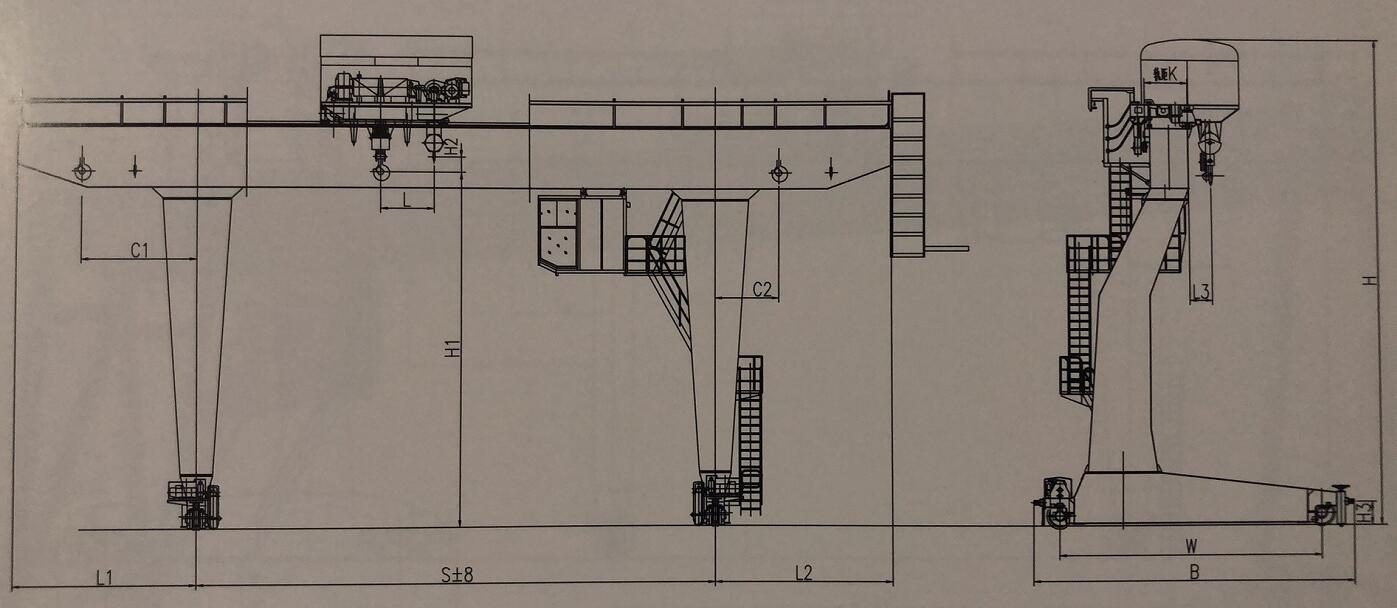 單主梁吊鉤門式起重機結構